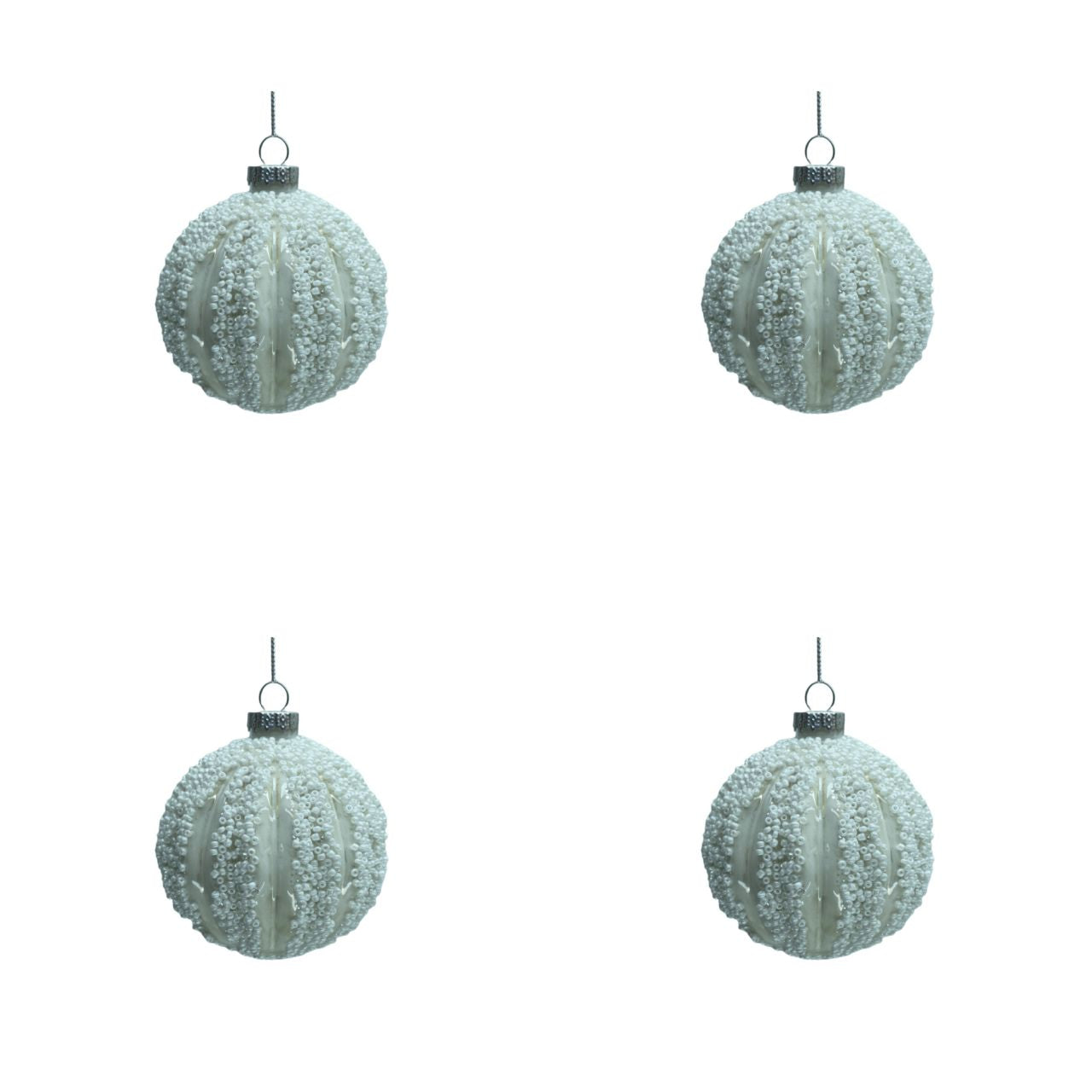 4 Stk. Christbaumkugeln mit Perlen